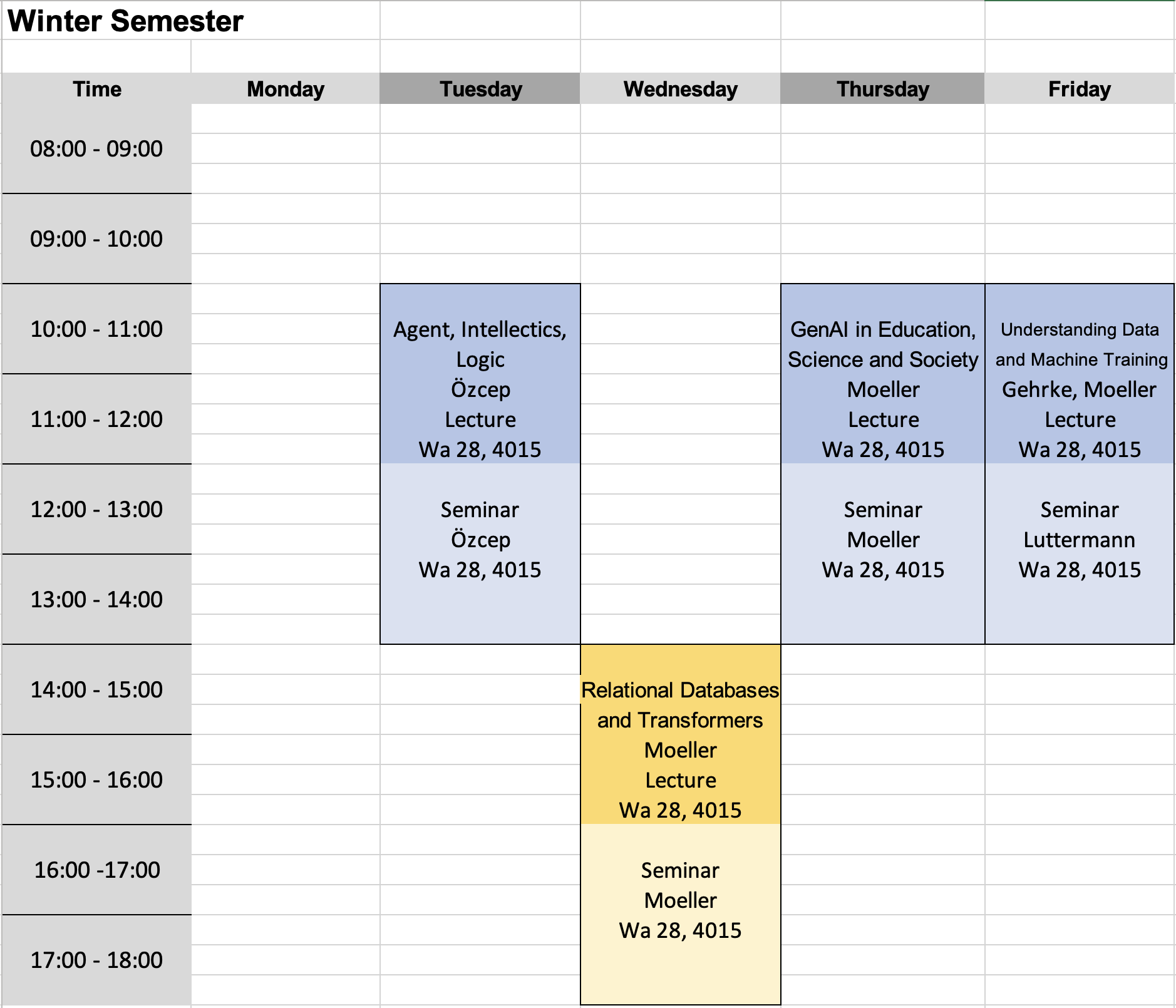 Study plan winter
